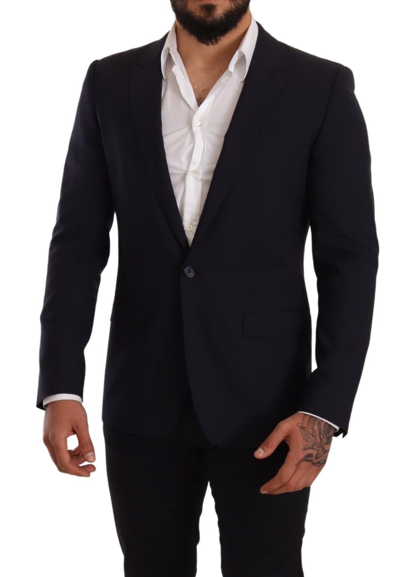 Dolce & Gabbana Blazer MARTINI en laine bleu marine, coupe slim.