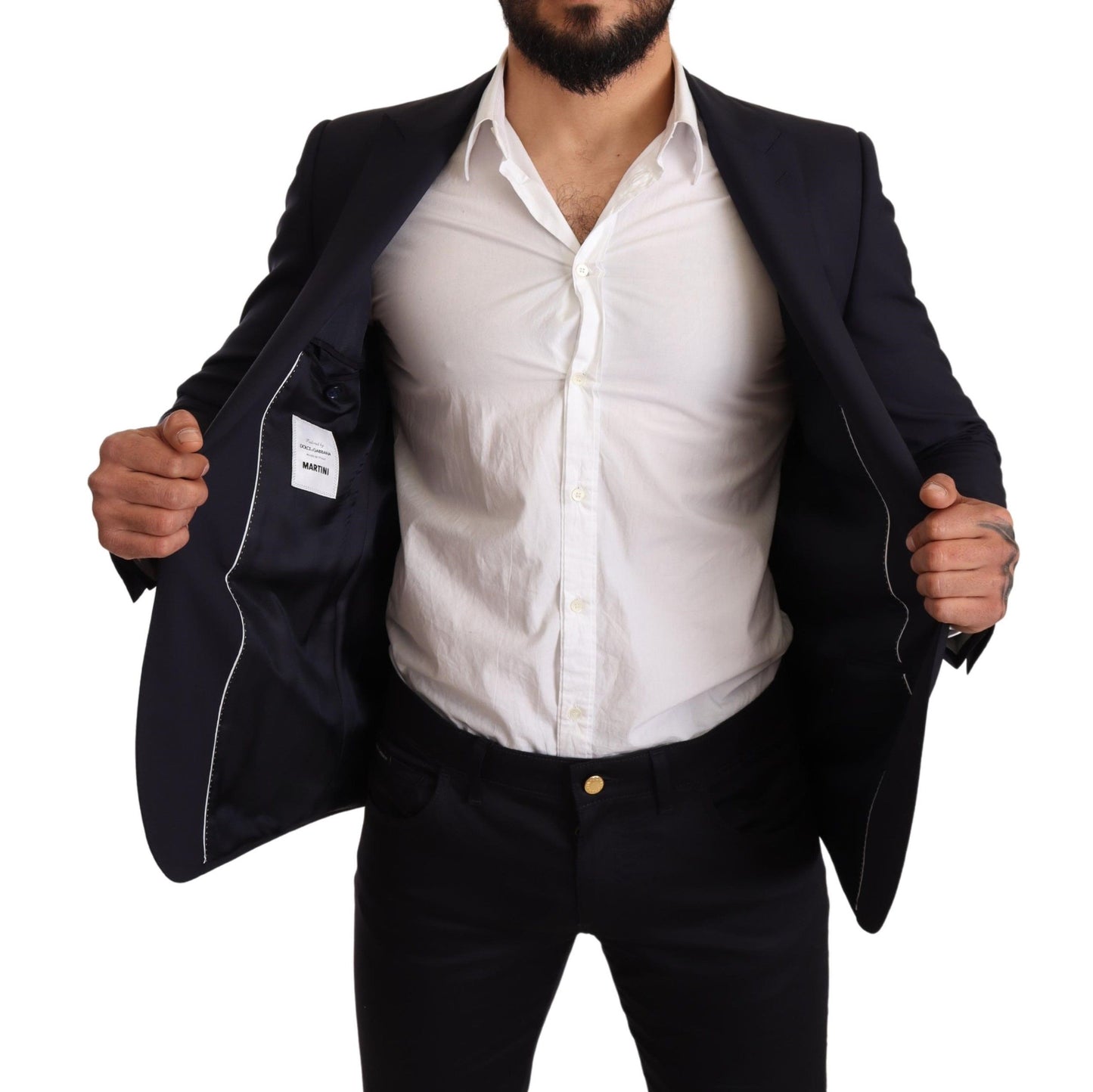 Dolce & Gabbana Blazer MARTINI en laine bleu marine, coupe slim.