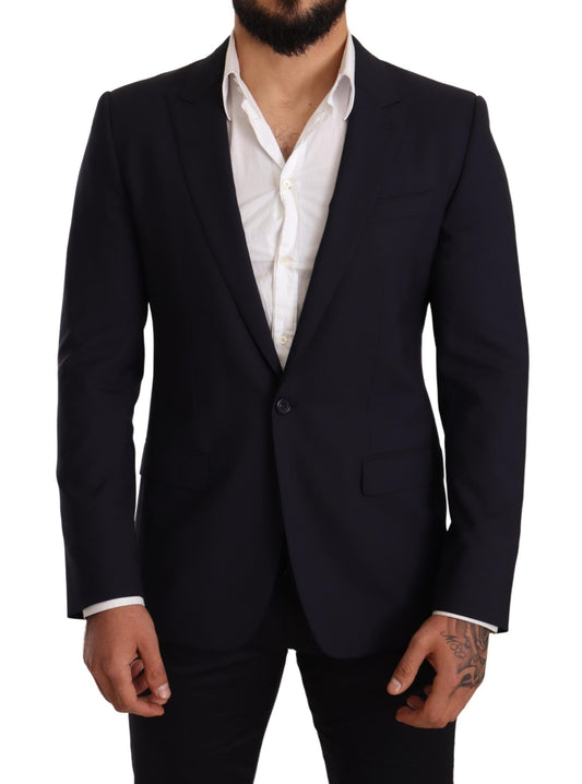 Dolce & Gabbana Blazer MARTINI en laine bleu marine, coupe slim.