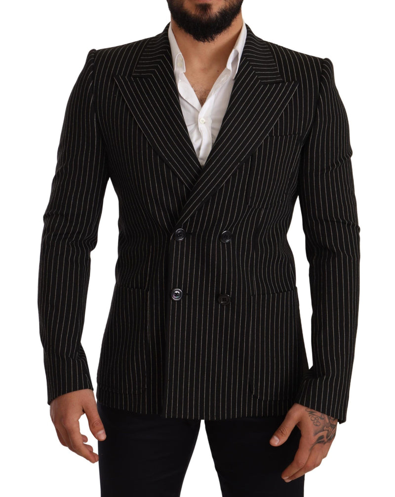 Dolce &amp; Gabbana zwart-wit gestreepte, slim fit blazer.