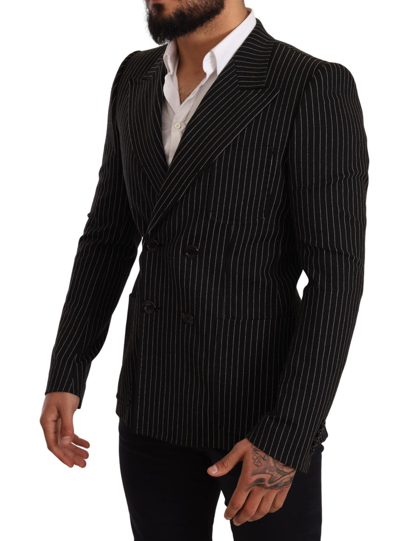 Dolce &amp; Gabbana zwart-wit gestreepte, slim fit blazer.