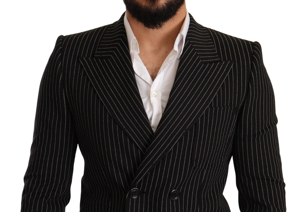 Dolce &amp; Gabbana, blazer slim à rayures noires et blanches.