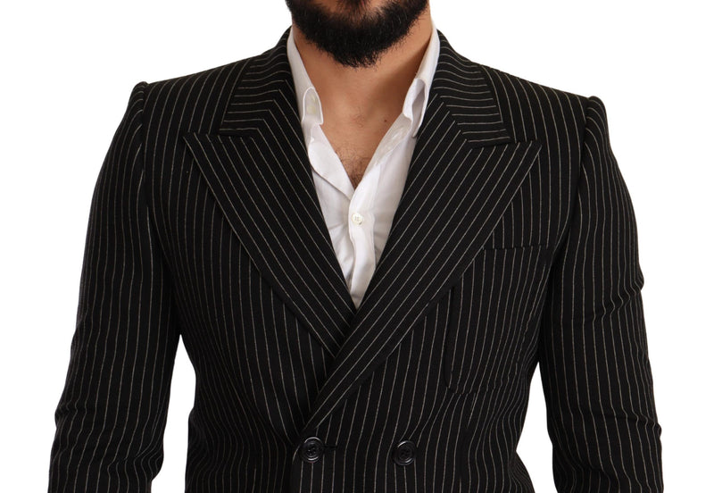 Dolce &amp; Gabbana zwart-wit gestreepte, slim fit blazer.