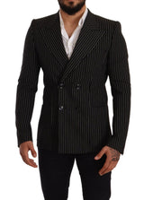 Dolce &amp; Gabbana, blazer slim à rayures noires et blanches.