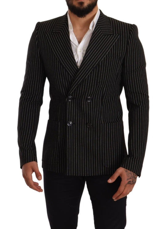 Dolce & Gabbana, blazer slim à rayures noires et blanches.