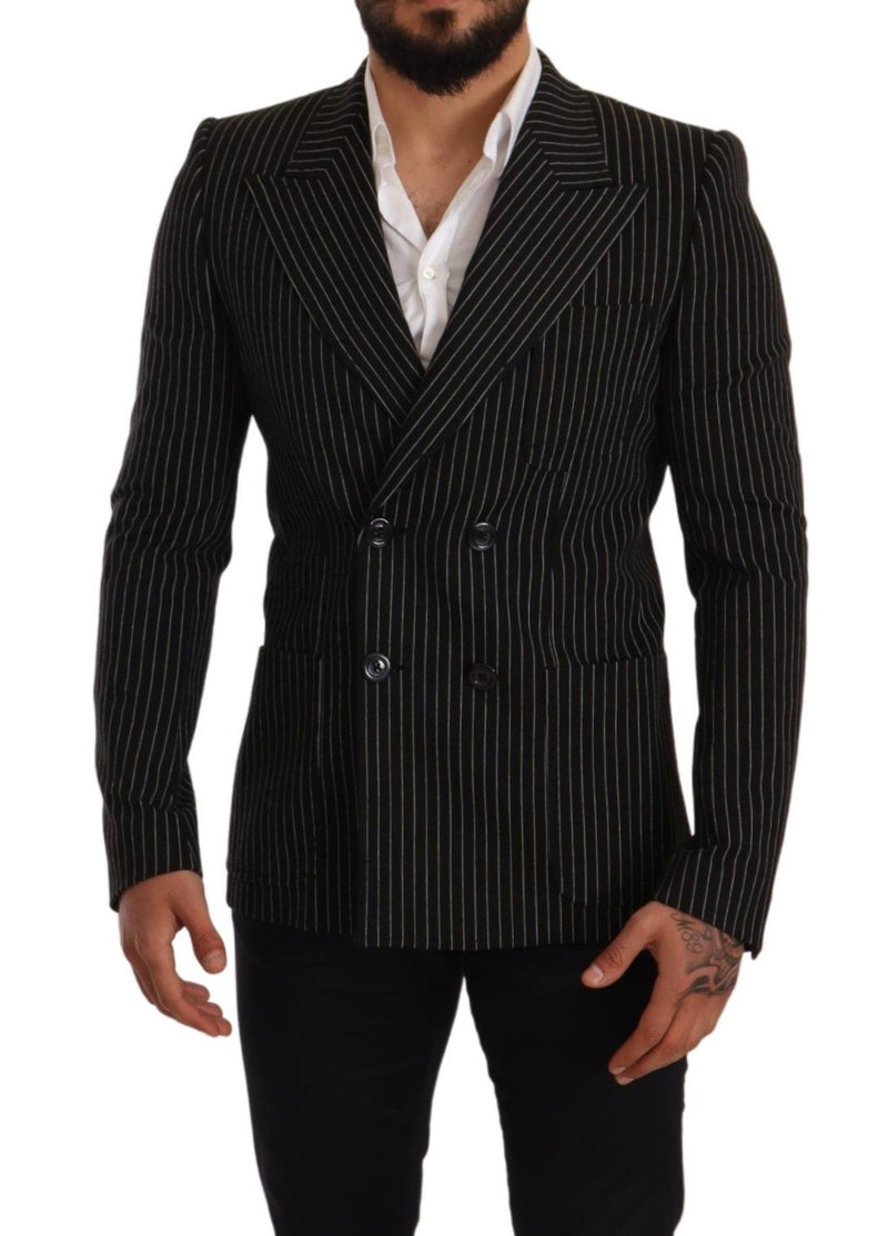 Dolce &amp; Gabbana zwart-wit gestreepte, slim fit blazer.