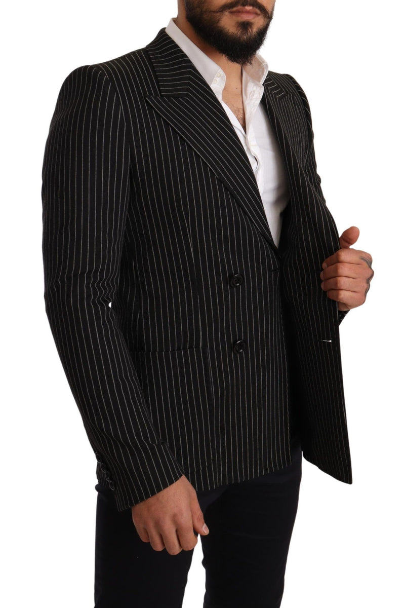 Dolce &amp; Gabbana zwart-wit gestreepte, slim fit blazer.