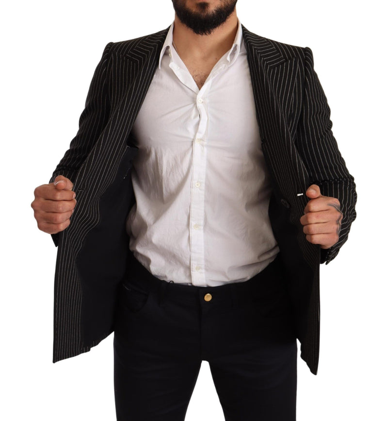 Dolce &amp; Gabbana zwart-wit gestreepte, slim fit blazer.