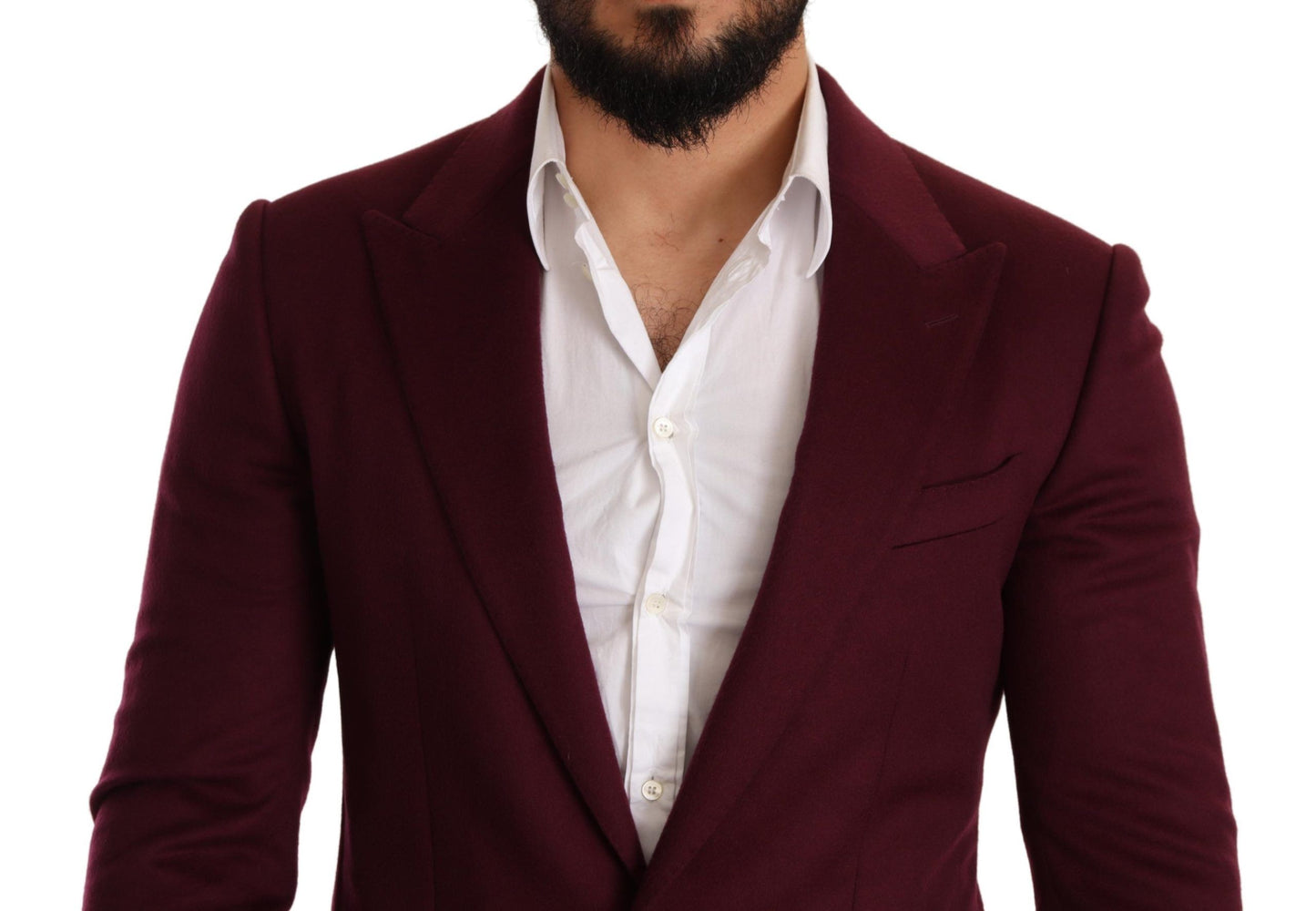 Dolce & Gabbana Veste, Blazer, et Manteau Slim Fit en Cachemire Marron Foncé
