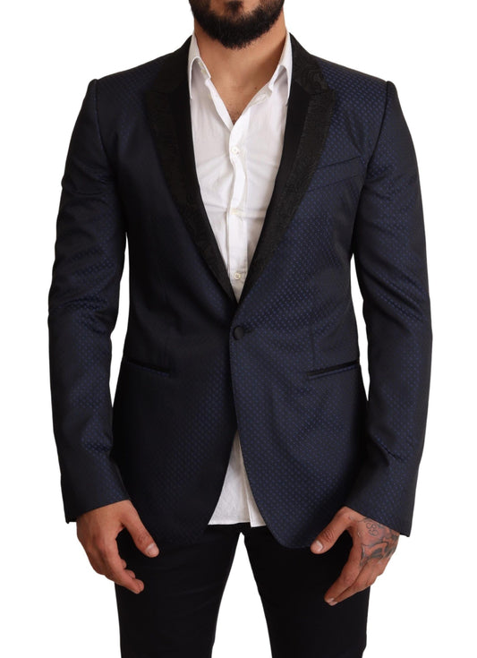 Dolce & Gabbana Blazer MARTINI en laine bleue, coupe slim.