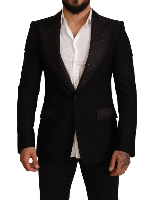 Dolce & Gabbana, veste-blazer en laine noire, coupe ajustée.