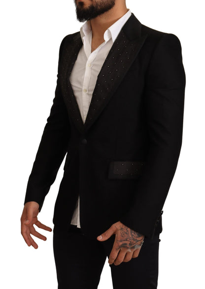 Dolce & Gabbana, veste-blazer en laine noire, coupe ajustée.