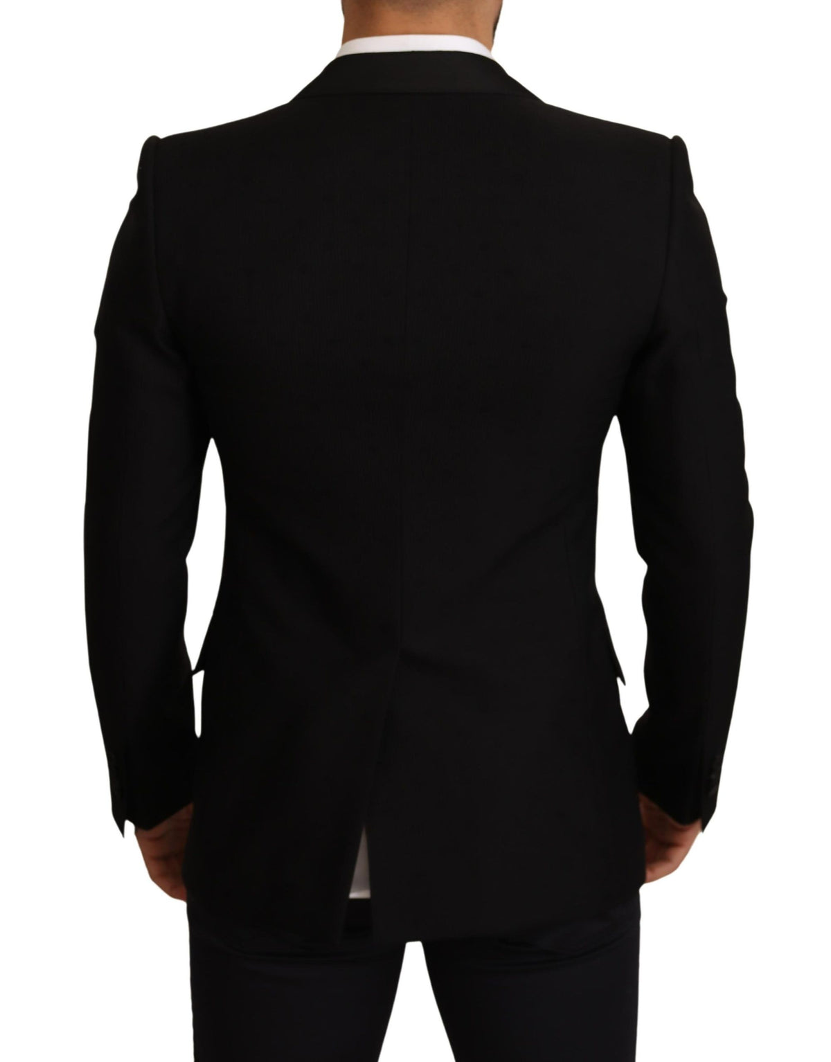 Dolce &amp; Gabbana, veste-blazer en laine noire, coupe ajustée.