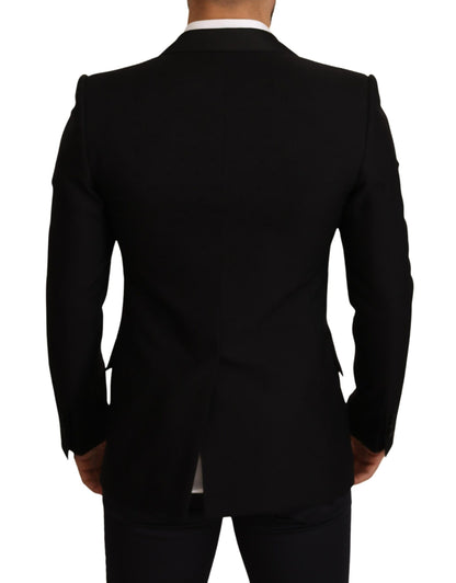 Dolce & Gabbana, veste-blazer en laine noire, coupe ajustée.