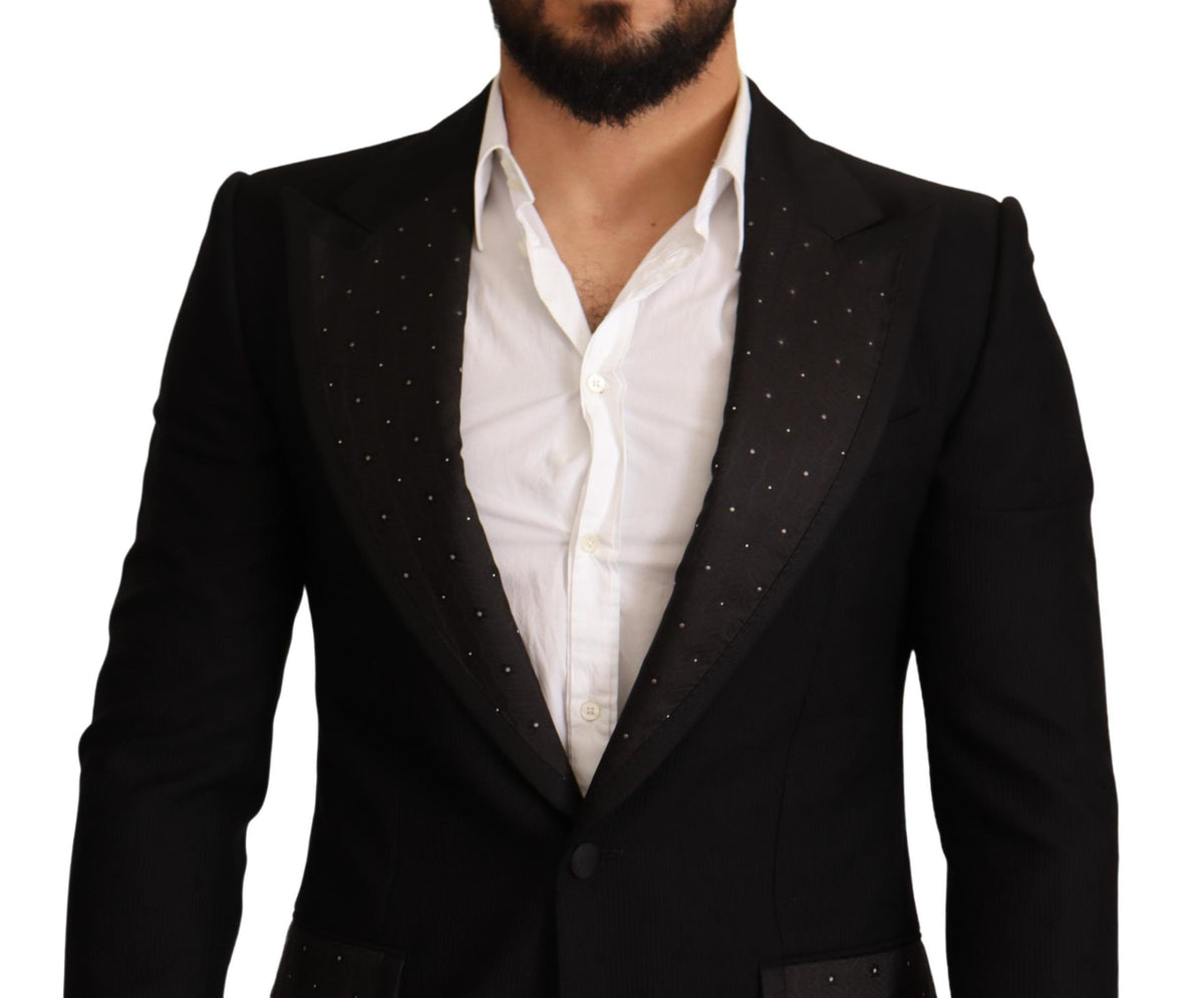 Dolce &amp; Gabbana, veste-blazer en laine noire, coupe ajustée.