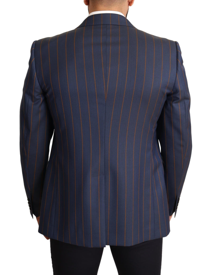 Dolce &amp; Gabbana Blauw gestreepte wollen slim fit blazerjas