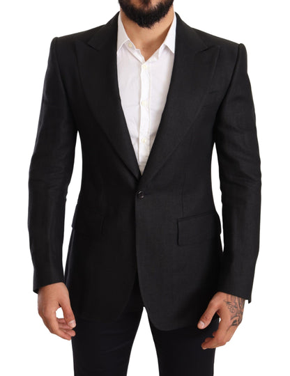 Dolce & Gabbana - Veste, blazer, tailleur-pantalon noir en lin, coupe ajustée