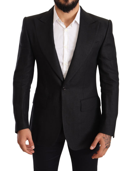 Dolce & Gabbana - Veste, blazer, tailleur-pantalon noir en lin, coupe ajustée
