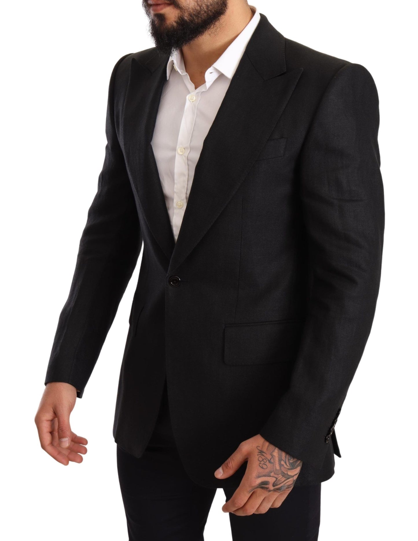 Dolce & Gabbana - Veste, blazer, tailleur-pantalon noir en lin, coupe ajustée