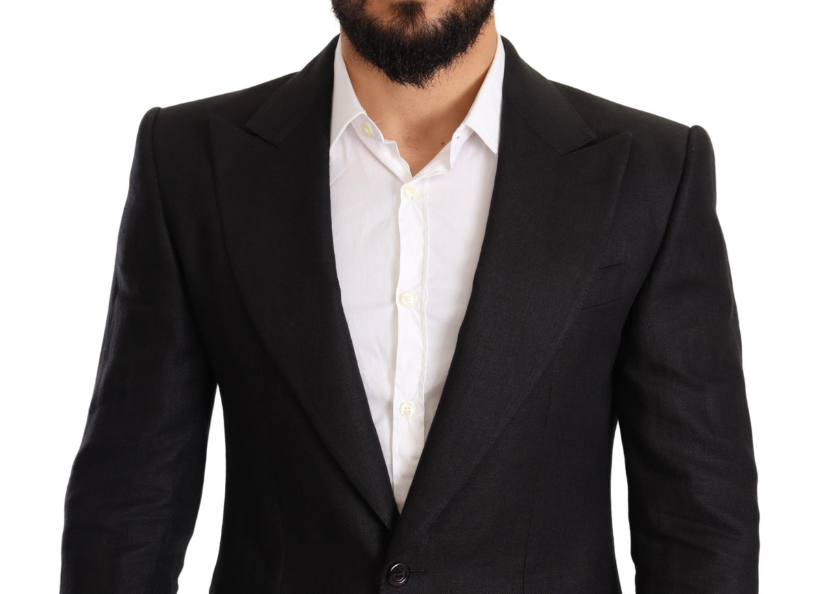 Dolce &amp; Gabbana - Veste, blazer, tailleur-pantalon noir en lin, coupe ajustée