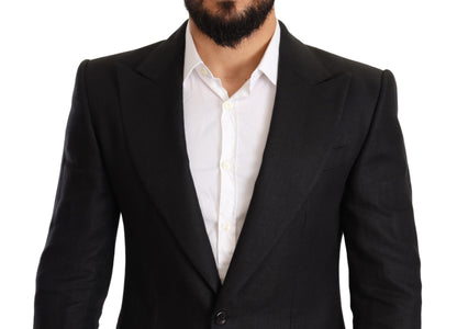 Dolce & Gabbana - Veste, blazer, tailleur-pantalon noir en lin, coupe ajustée