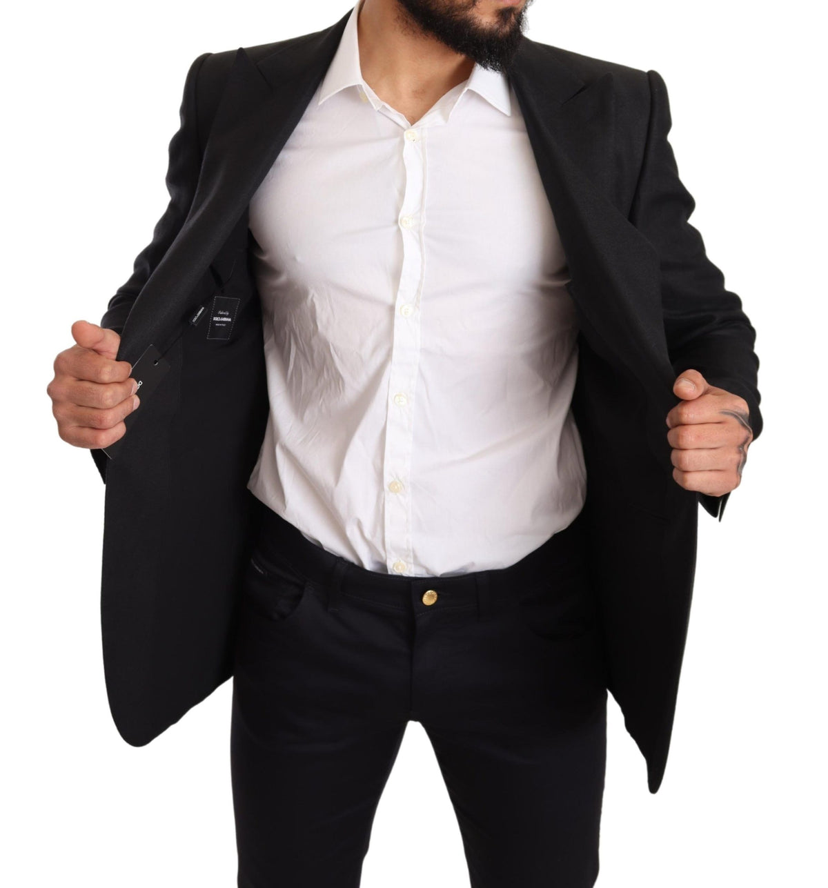 Dolce &amp; Gabbana - Veste, blazer, tailleur-pantalon noir en lin, coupe ajustée