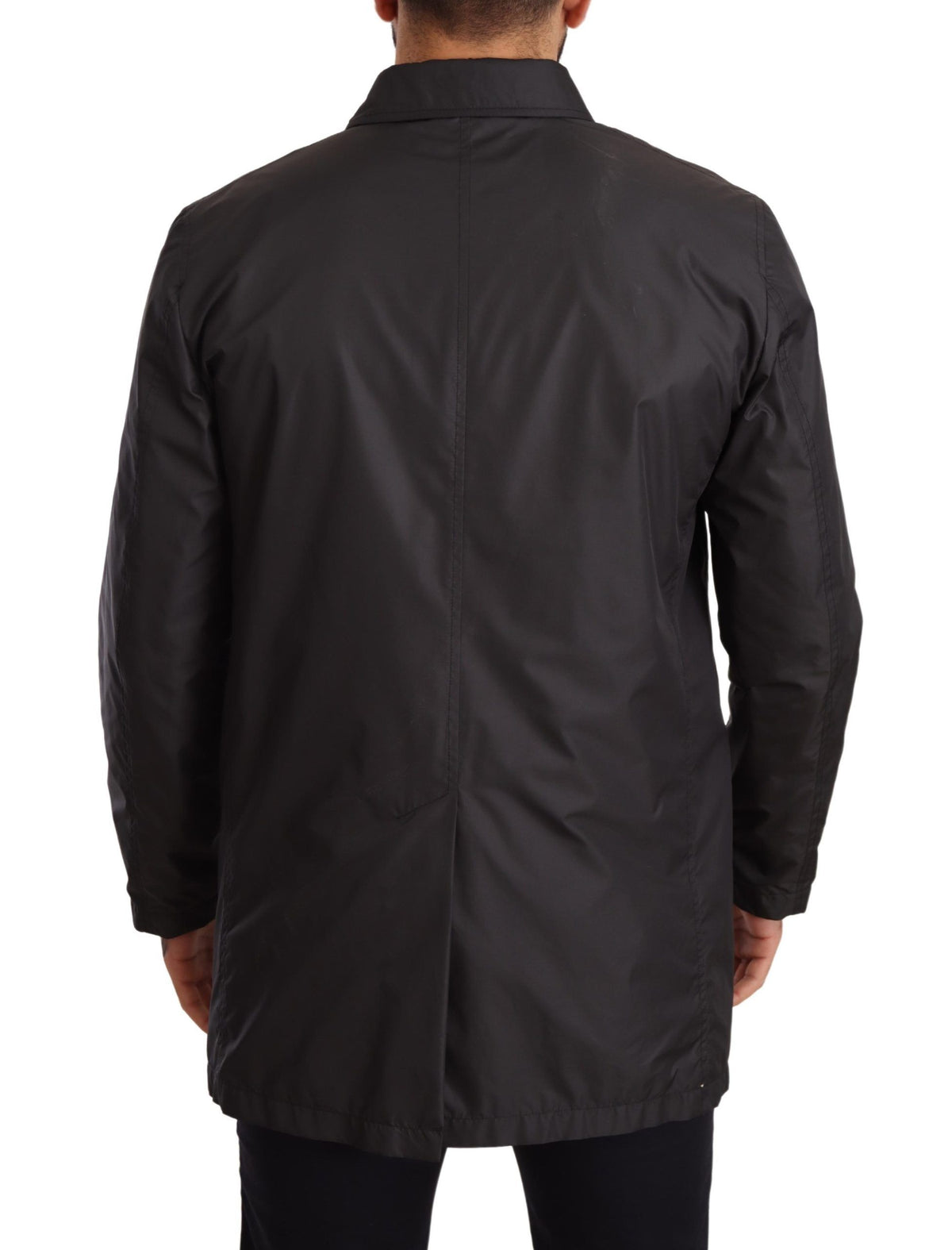 Manteau-trencher noir en polyester pour homme de Dolce & Gabbana