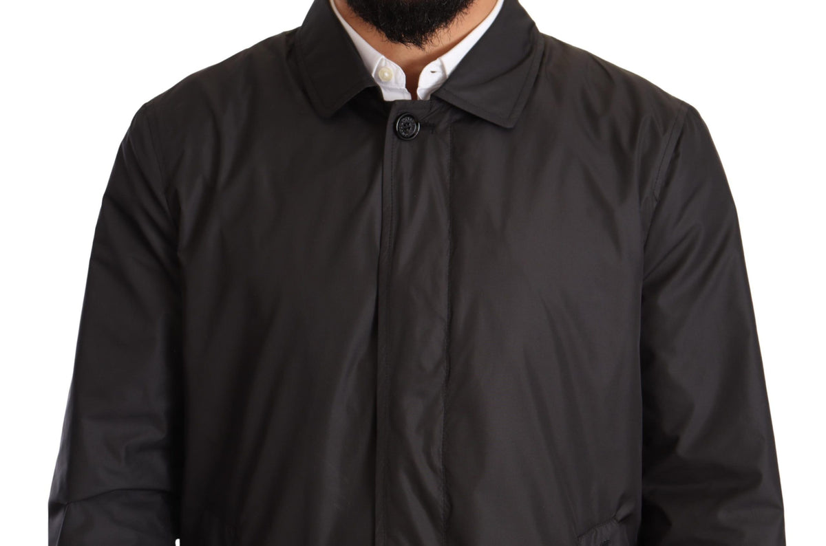 Manteau-trencher noir en polyester pour homme de Dolce & Gabbana