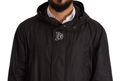 Manteau-trencher noir à capuche pour homme de Dolce & Gabbana
