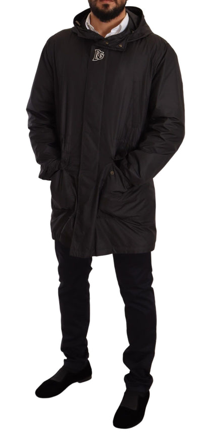 Manteau-trencher noir à capuche pour homme de Dolce & Gabbana
