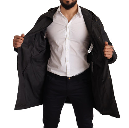 Manteau-trencher noir à capuche pour homme de Dolce & Gabbana