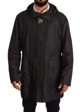 Manteau-trencher noir à capuche pour homme de Dolce & Gabbana
