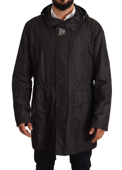 Manteau-trencher noir à capuche pour homme de Dolce & Gabbana