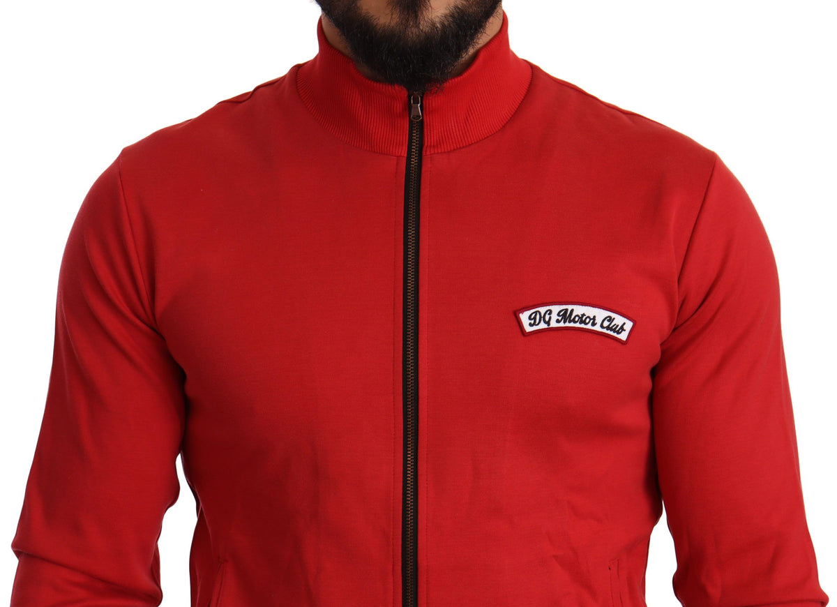 Pull en jersey extensible à fermeture éclair Dolce &amp; Gabbana, rouge, motif DG Motor Club.