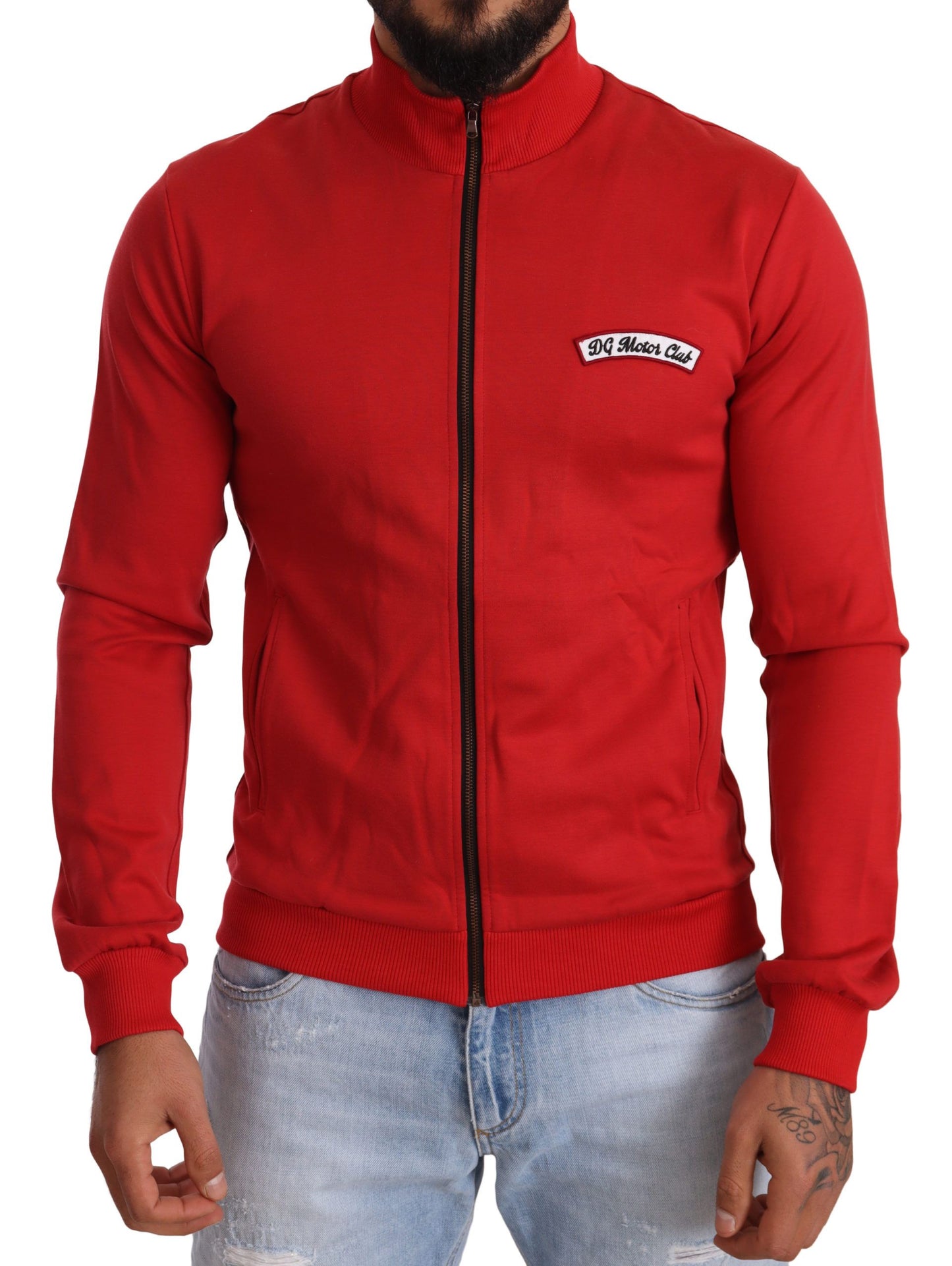 Dolce & Gabbana Rode DG Motor Club Stretch Sweater met Ritssluiting