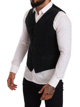 Gilet noir en coton à simple boutonnage de Dolce &amp; Gabbana