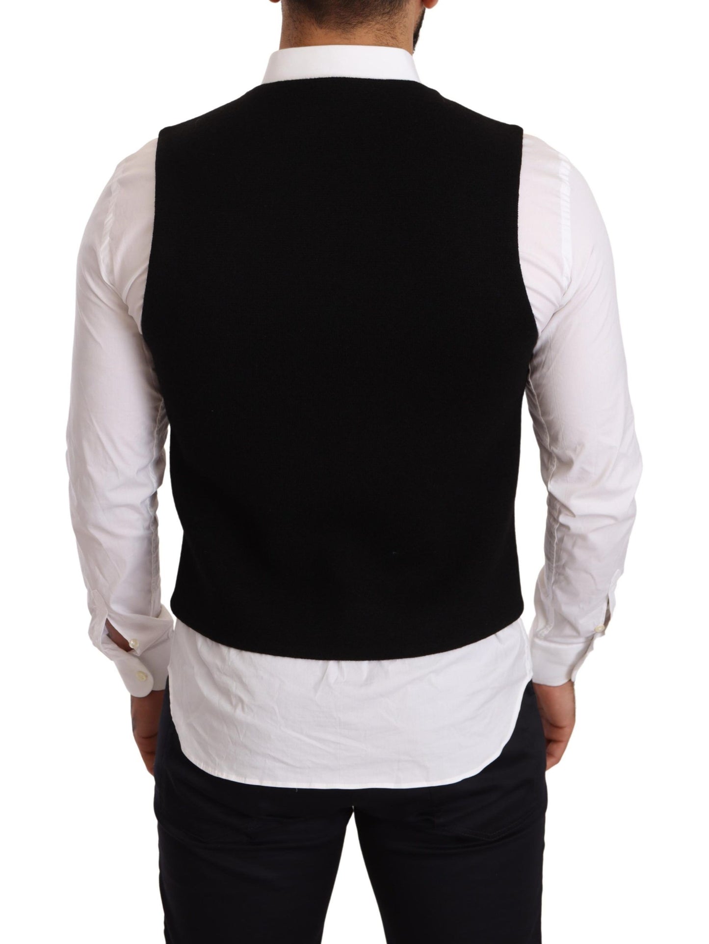 Gilet noir en coton à simple boutonnage de Dolce & Gabbana