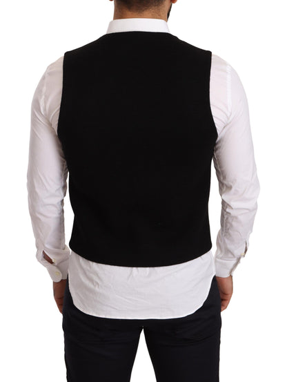 Gilet noir en coton à simple boutonnage de Dolce & Gabbana