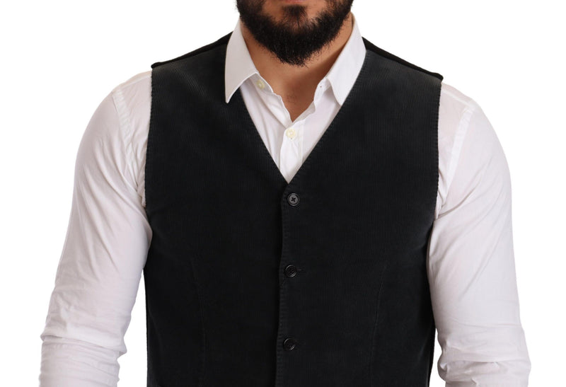 Gilet noir en coton à simple boutonnage de Dolce &amp; Gabbana