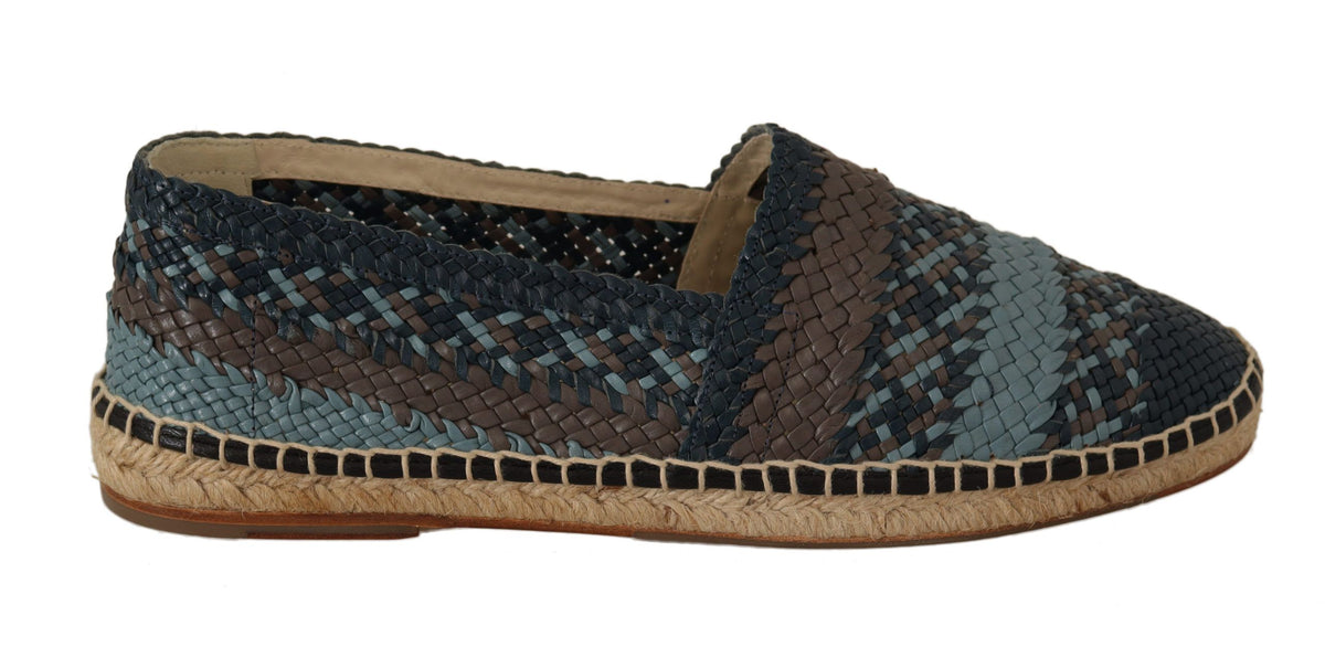 Espadrilles plates bleues et grises à motif buffle de Dolce &amp; Gabbana