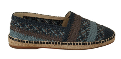 Espadrilles plates bleues et grises à motif buffle de Dolce & Gabbana