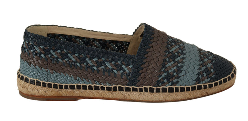 Espadrilles plates bleues et grises à motif buffle de Dolce &amp; Gabbana