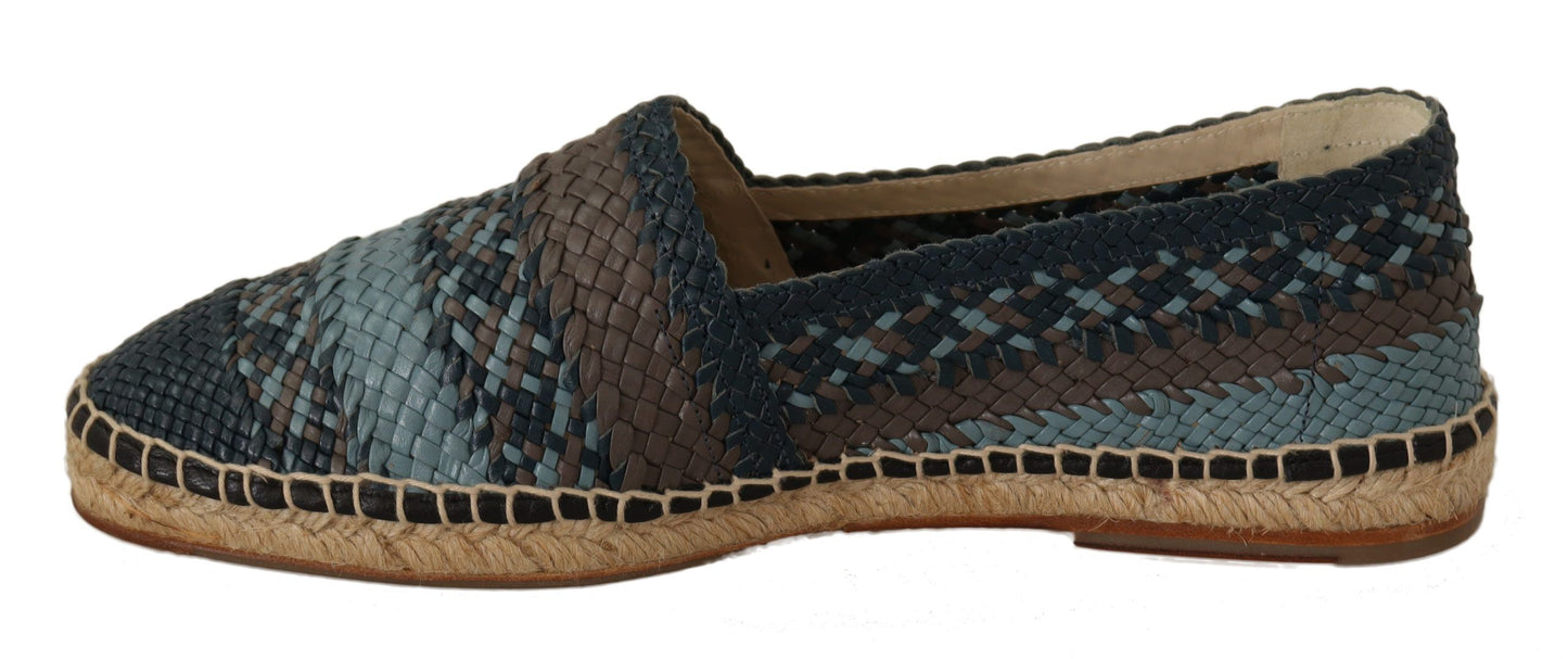 Espadrilles plates bleues et grises à motif buffle de Dolce & Gabbana
