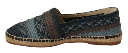 Espadrilles plates bleues et grises à motif buffle de Dolce & Gabbana
