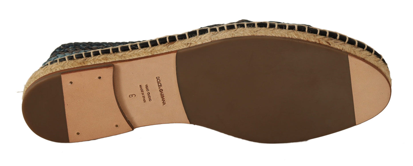 Espadrilles plates bleues et grises à motif buffle de Dolce & Gabbana