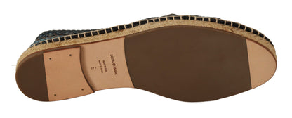 Espadrilles plates bleues et grises à motif buffle de Dolce & Gabbana