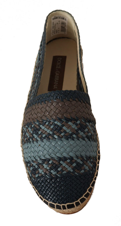Espadrilles plates bleues et grises à motif buffle de Dolce & Gabbana