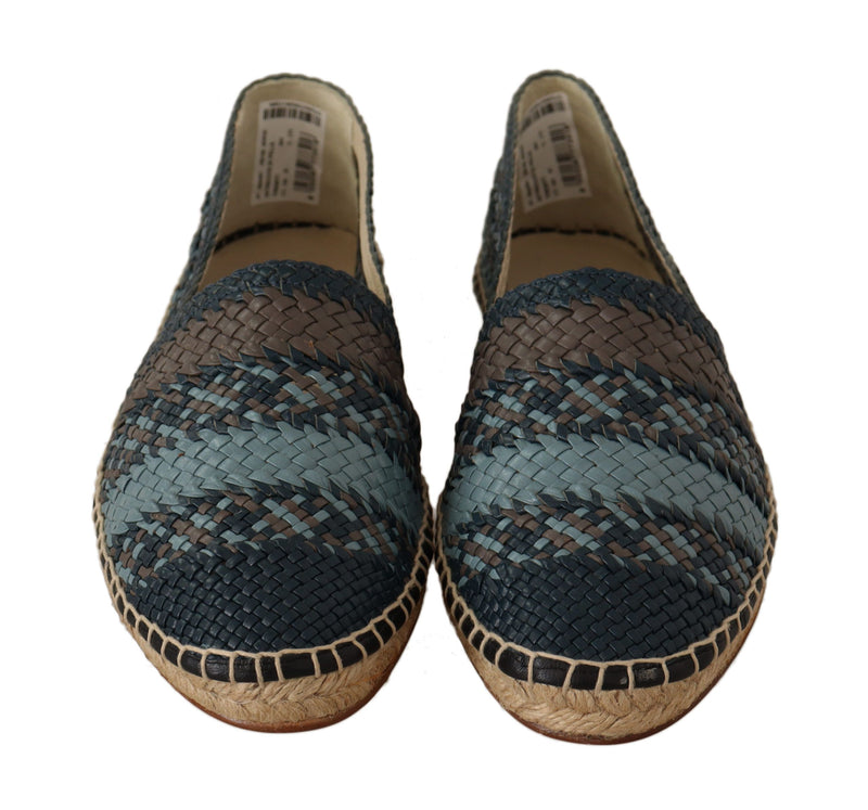 Espadrilles plates bleues et grises à motif buffle de Dolce &amp; Gabbana