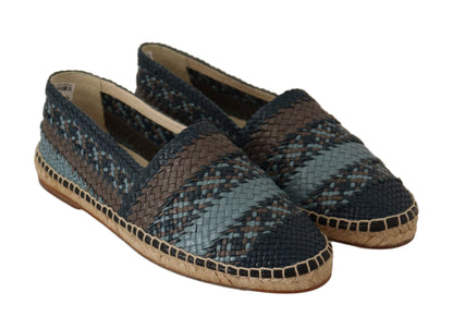 Espadrilles plates bleues et grises à motif buffle de Dolce & Gabbana