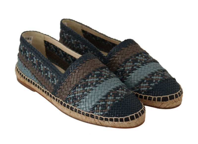 Espadrilles plates bleues et grises à motif buffle de Dolce &amp; Gabbana